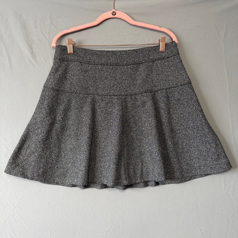 Banana Republic Womens A-line Flared Tweed Mini Skirt 8P Grey Dark Academia READ